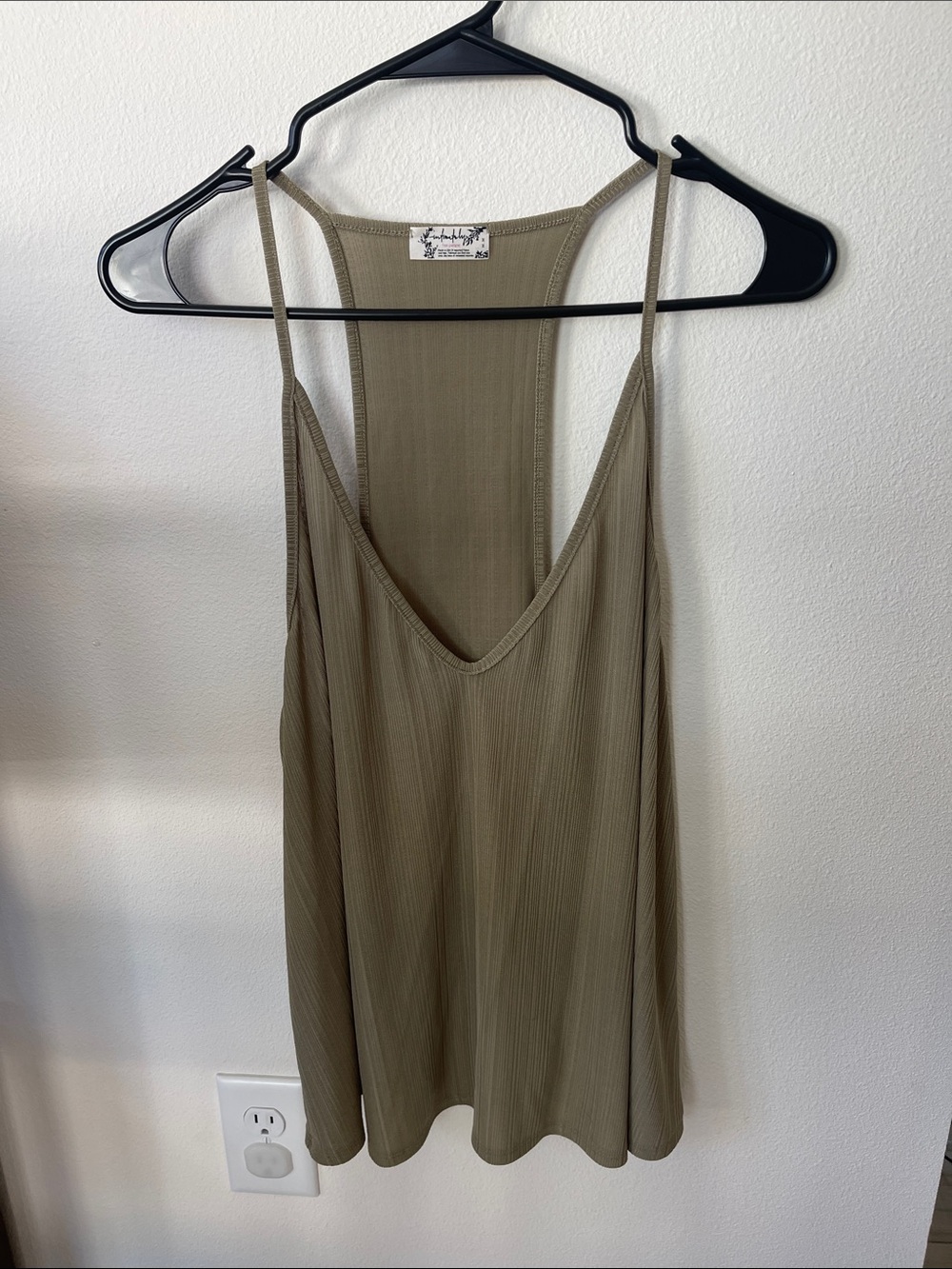 Free People Women's Olive Green Ribbed Cami
